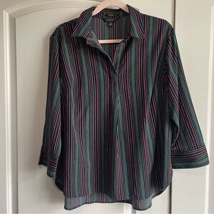 Paige Investments Striped Collared Shirt Petite Large